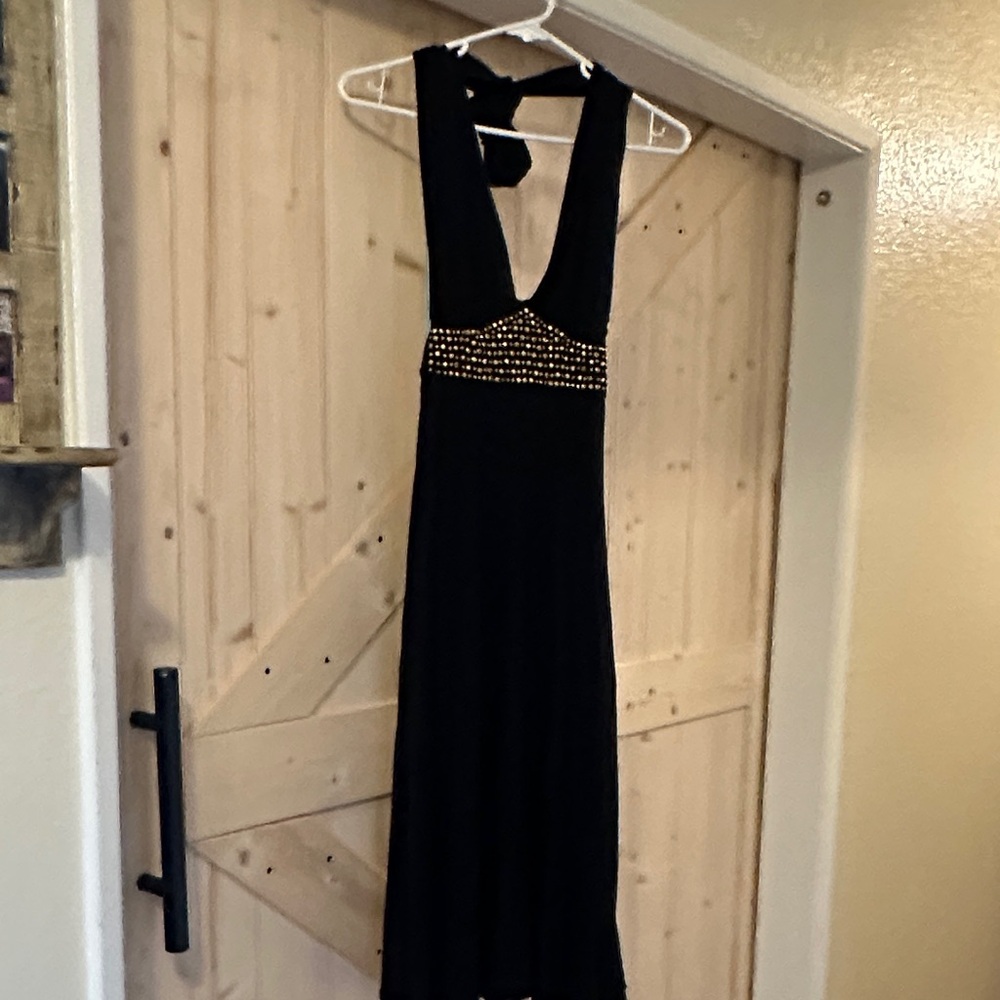 Guess by Marciano Black Backless Dress with Gold Detailing